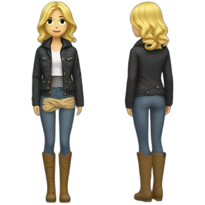 Blonde girl jacket tied around waist emoji