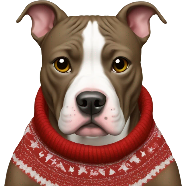 Pitbull with Christmas sweater emoji