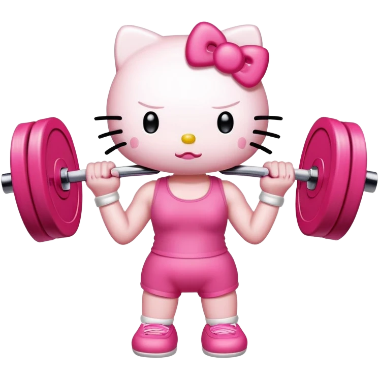 hello kitty lifting weights emoji