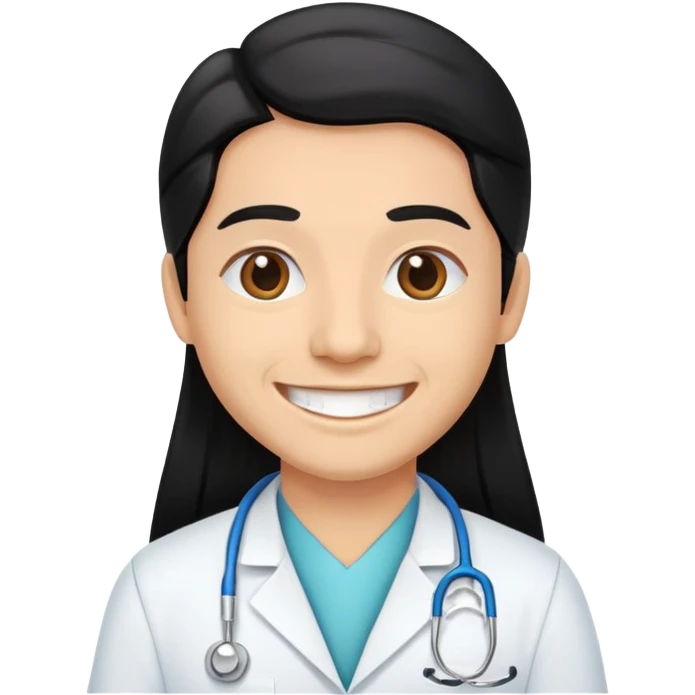Chica dentista de piel morena clara con cabello negro largo sonriente  emoji