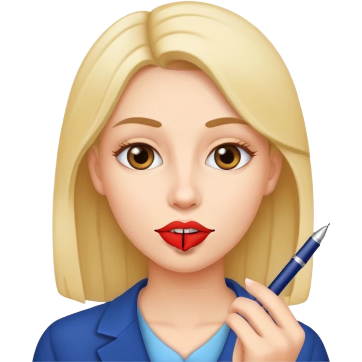 Pen is in woman mouth emoji