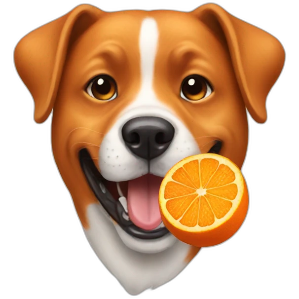 dog eating orange emoji