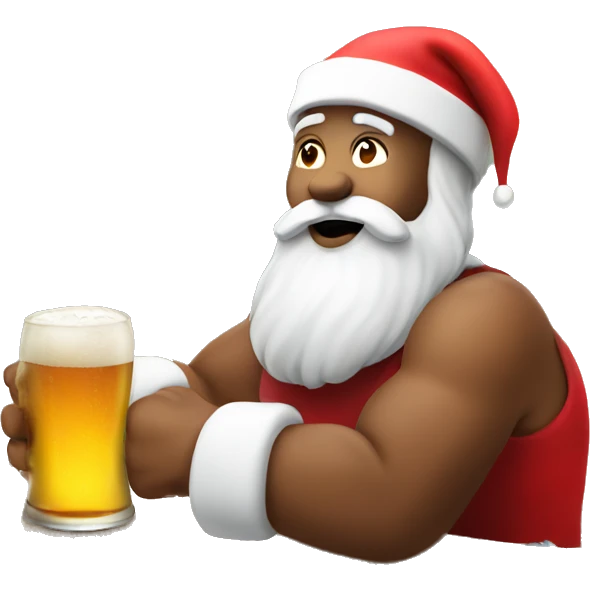 santa on a beach drinking beer emoji