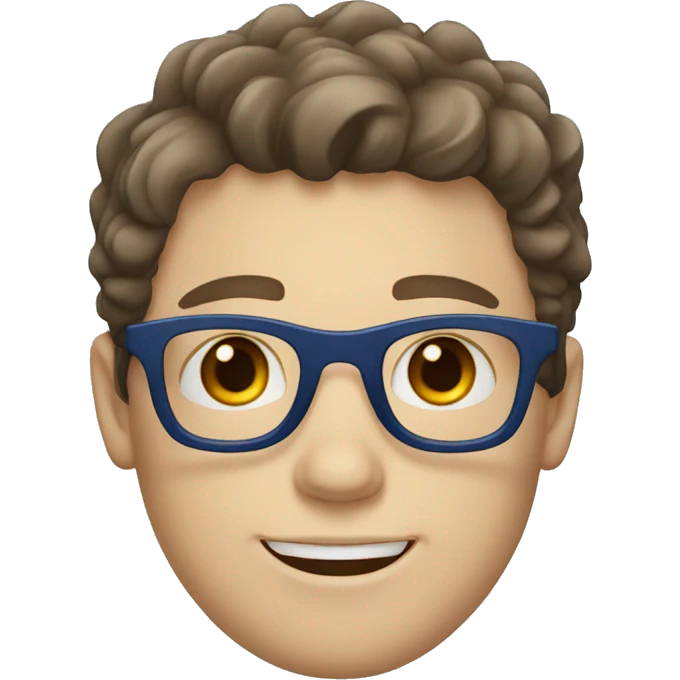 White boy with blue eyes with glasses with dark brown wavy hair emoji