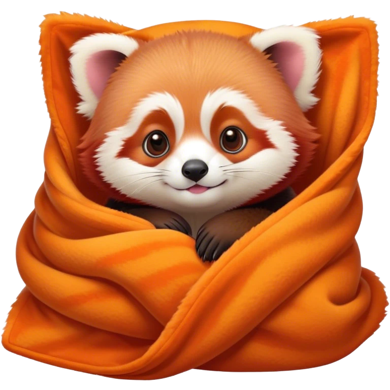 Disney-style cute baby red panda in blanket emoji