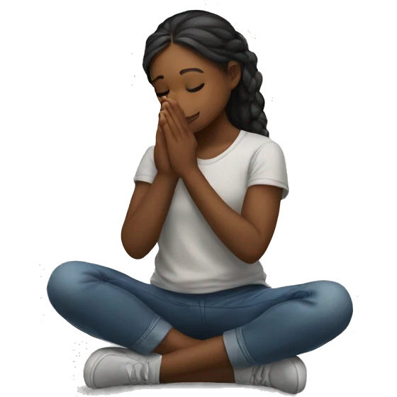 Girl on her knees prays emoji