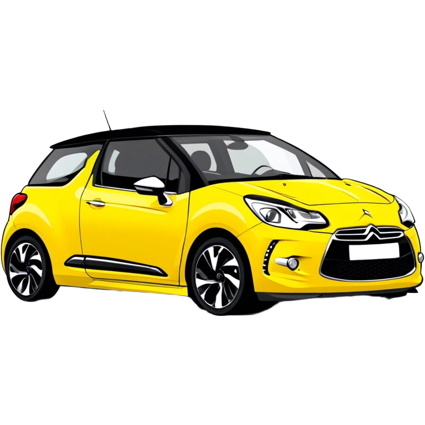 Yellow car Citroen DS3 with black roof emoji