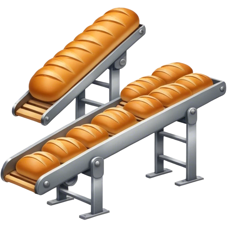 Conveyor transporting bread emoji