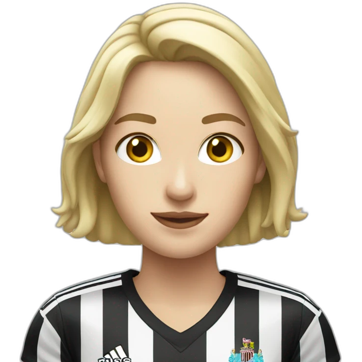 a blonde woman in a newcastle shirt emoji