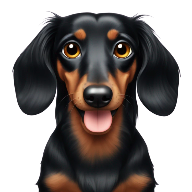 Black long haired dachshund with one eye emoji
