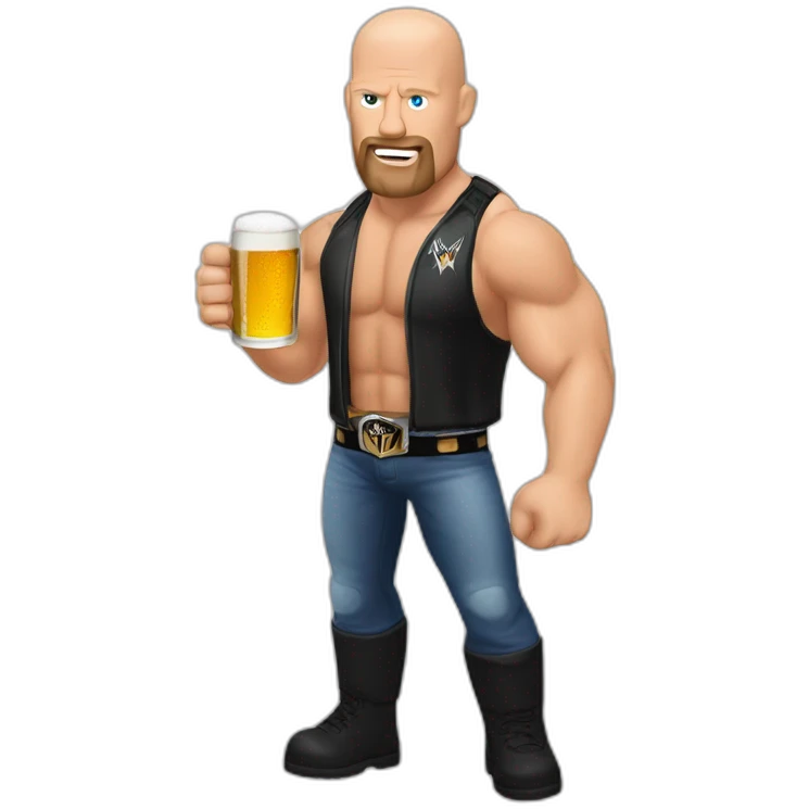Wwe Steve Austin with beer emoji