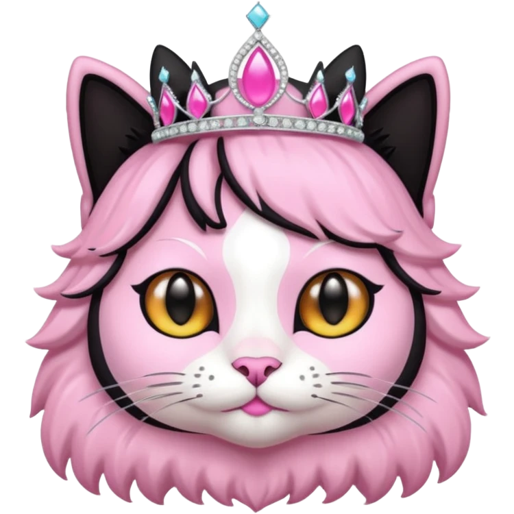 black cat with a pink tiara emoji
