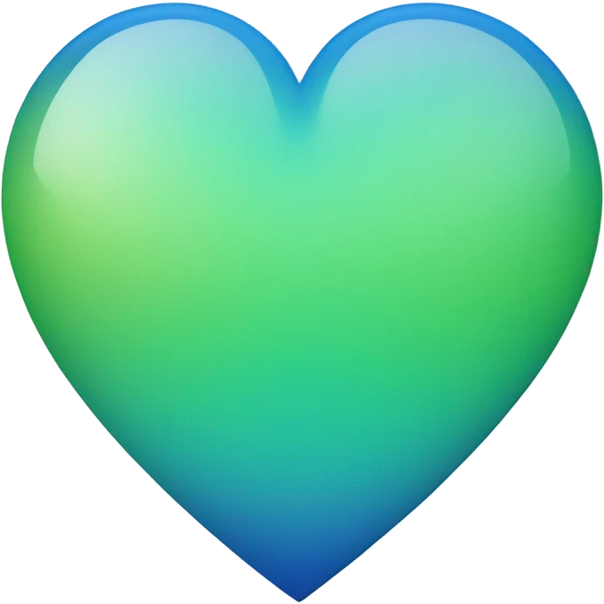 Blue heart with little bit of gradient green in the middle emoji