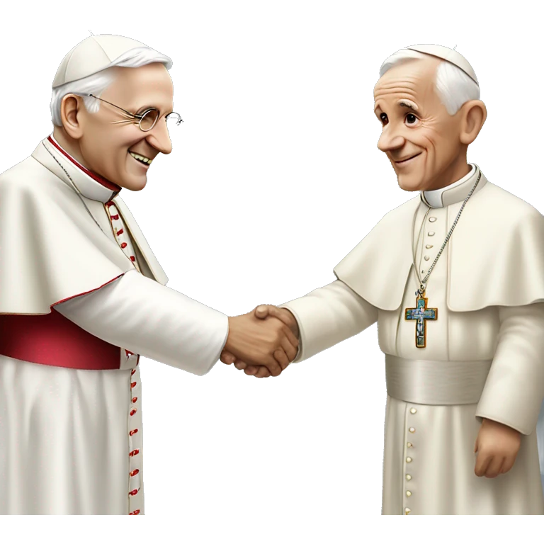Pope John Paul holding hands with pope Benedict  emoji