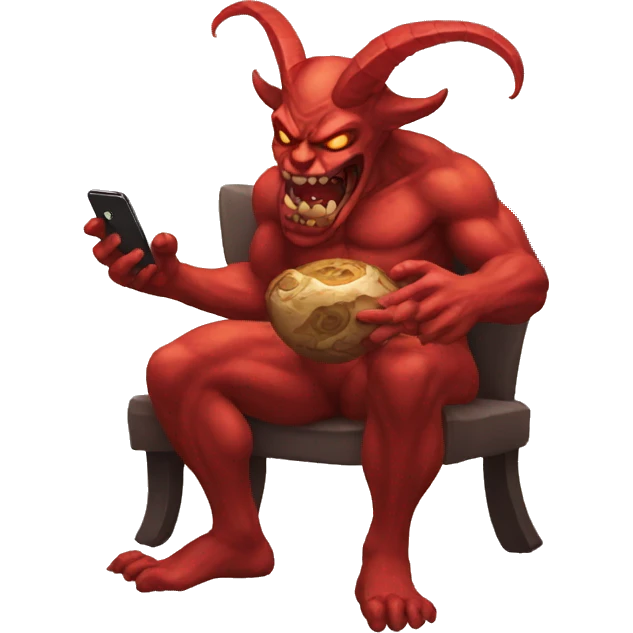 Demon playing game in mobile emoji