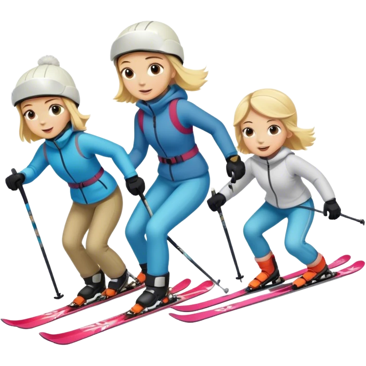 Blonde girl skiing and dirty blonde boy skiing emoji