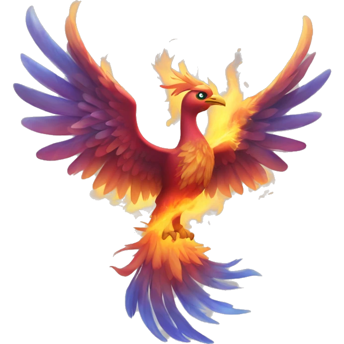 pretty pheonix with beautiful flame underneath ethereal looking emoji