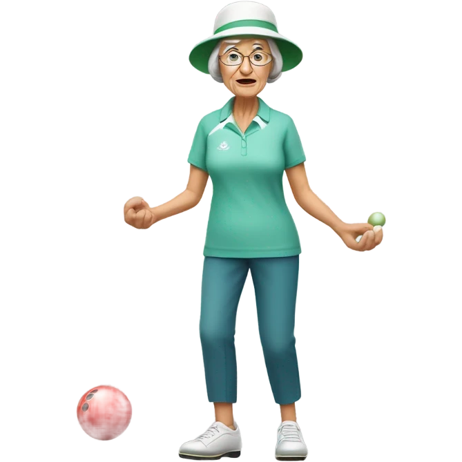 Older Lady playing lawn bowls emoji