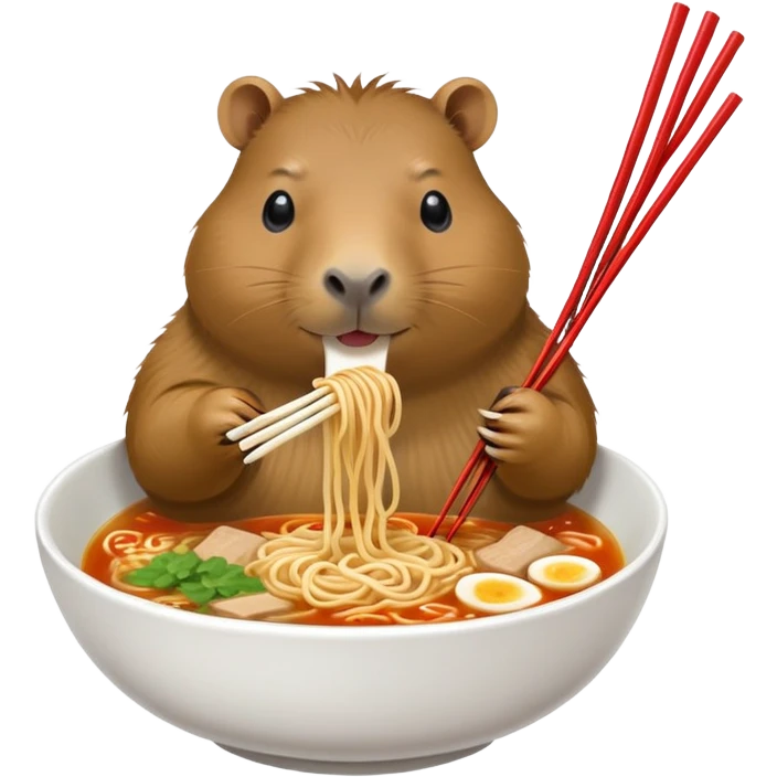 Capybara eating ramen noodles  emoji