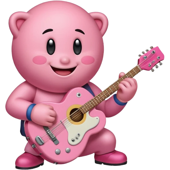 Kirby plays a base guitar emoji