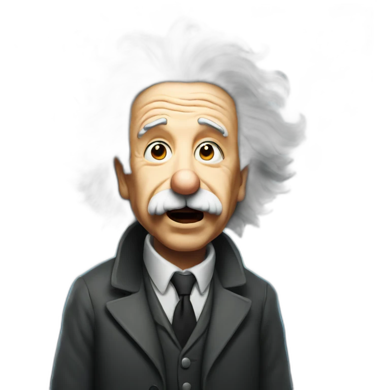 einstein with a a star exploding like hai emoji