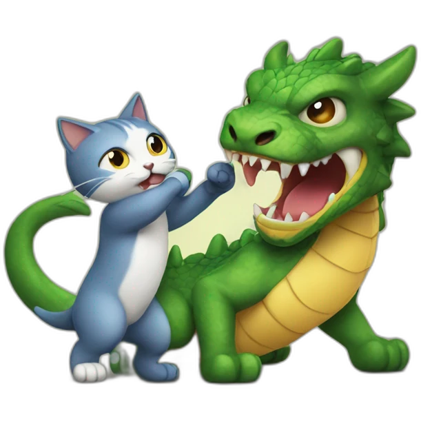 cat fighting a dragon emoji