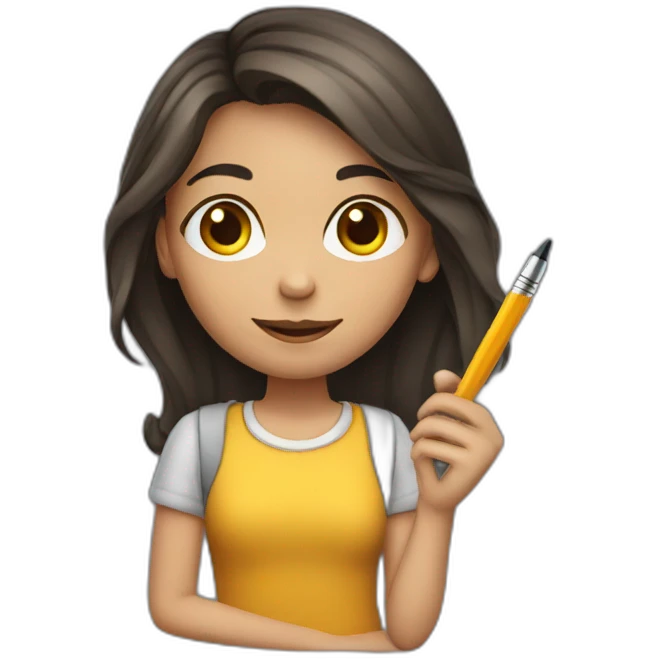 A girl holding a pen emoji
