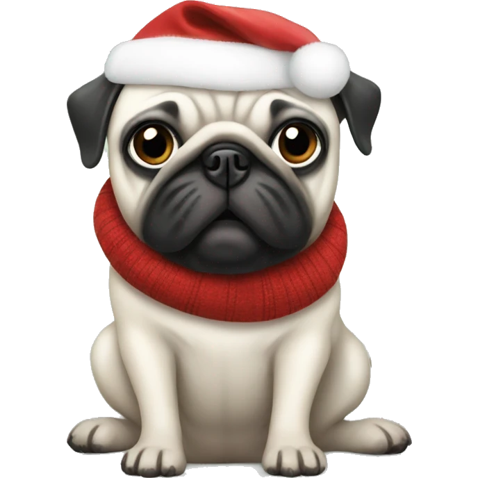 White pug Christmas  emoji