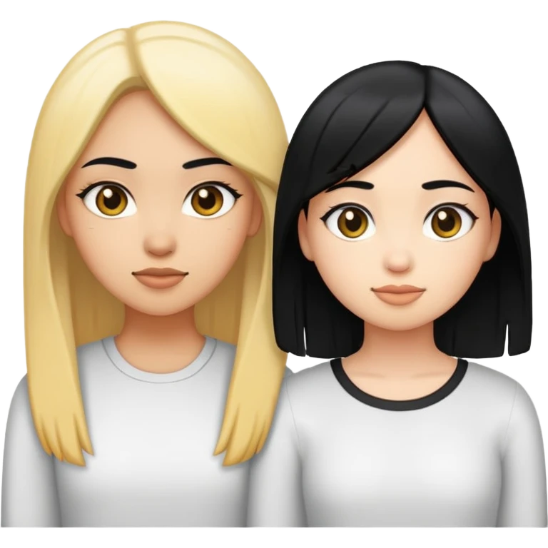 Chica colocha y chica pelo negro liso emoji