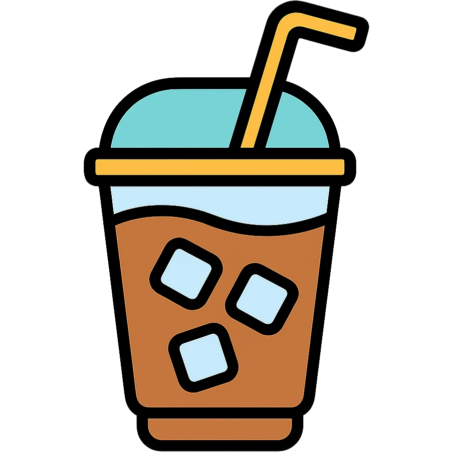 iced coffee with ice cubes and straw icon emoji
