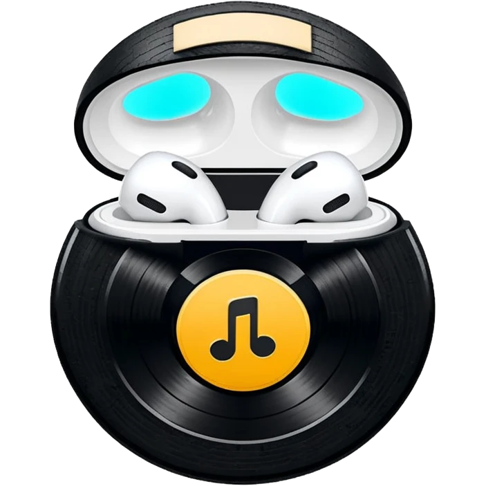airpods in a vinyl themed case emoji