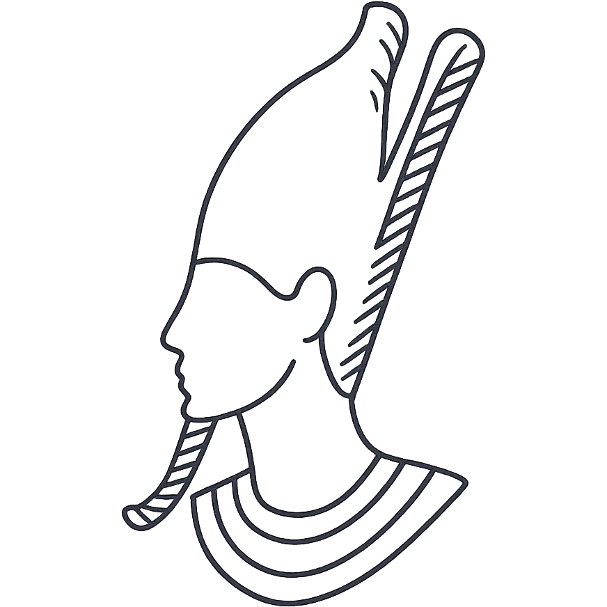Osiris head, iconic silhouette only, no facial features, hand drawn black outlined icon emoji