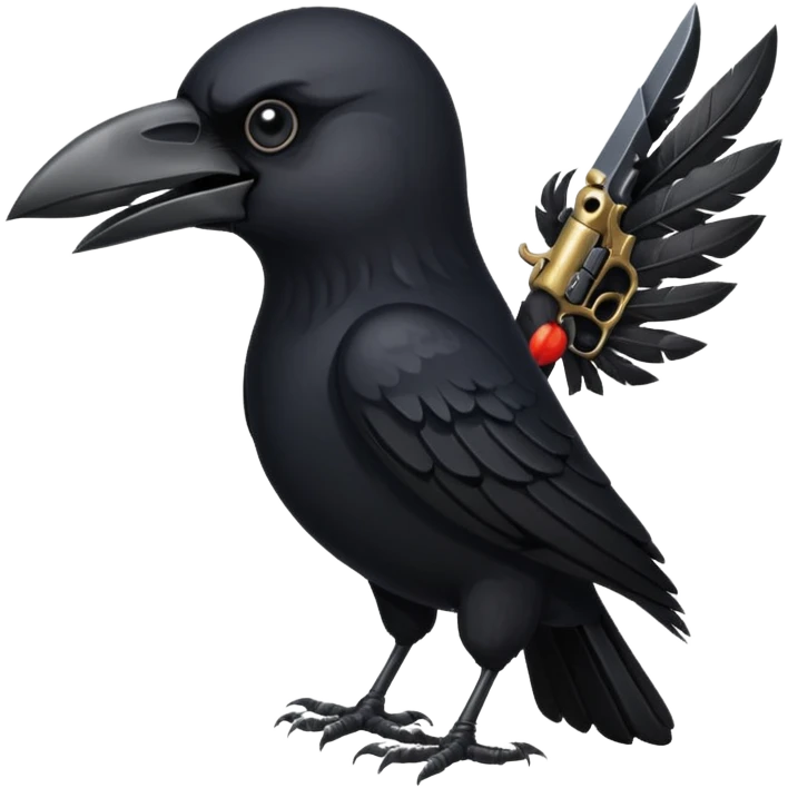 angry crow with a revolver emoji