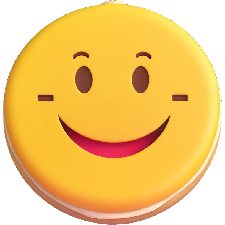 3D smiley emoji, round shape, lucky fortune cookie, lucky face emoji