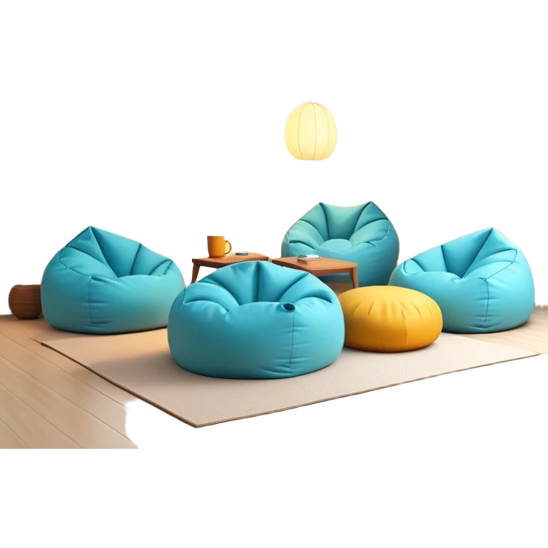 cozy chill zone lounge area with beanbags and ambient lighting emoji
