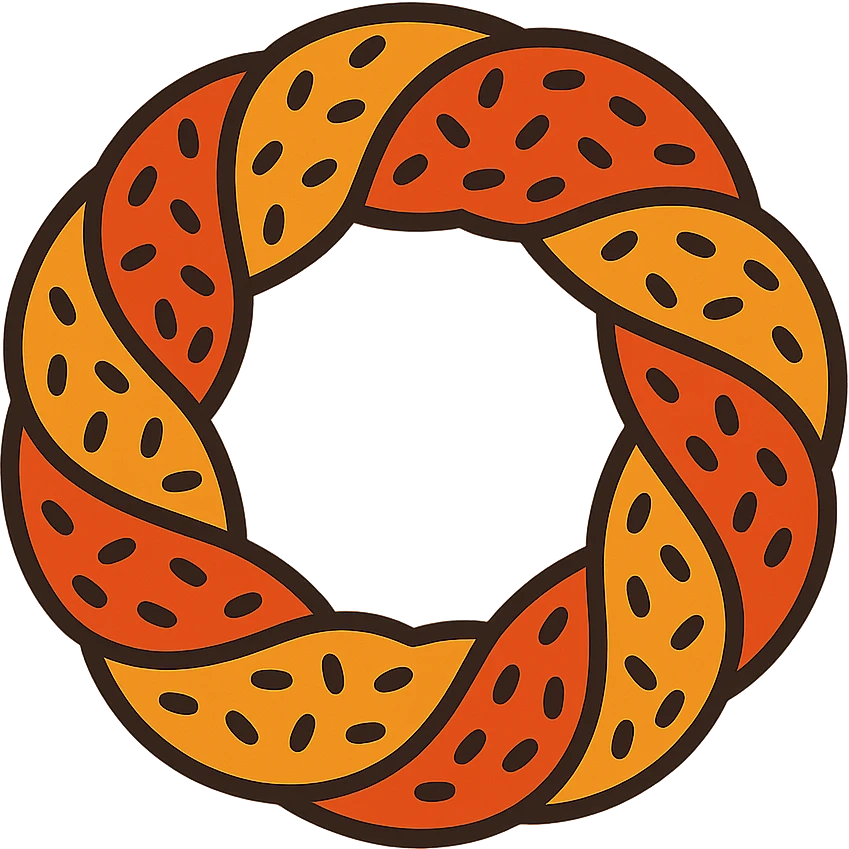 a simit, the classic Turkish sesame bagel, in a fun and recognizable style emoji