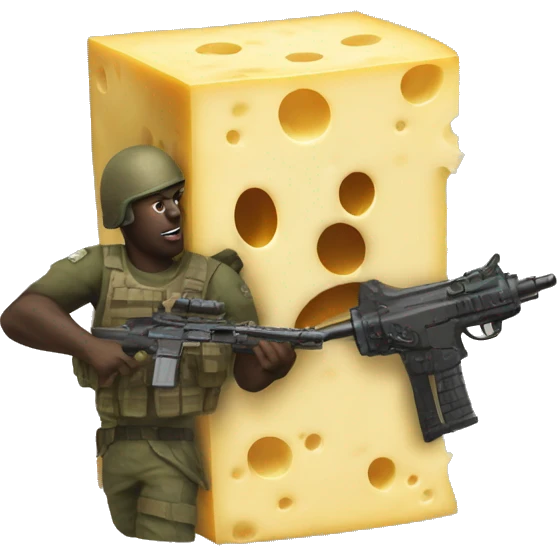 a block of cheese playing call of duty emoji