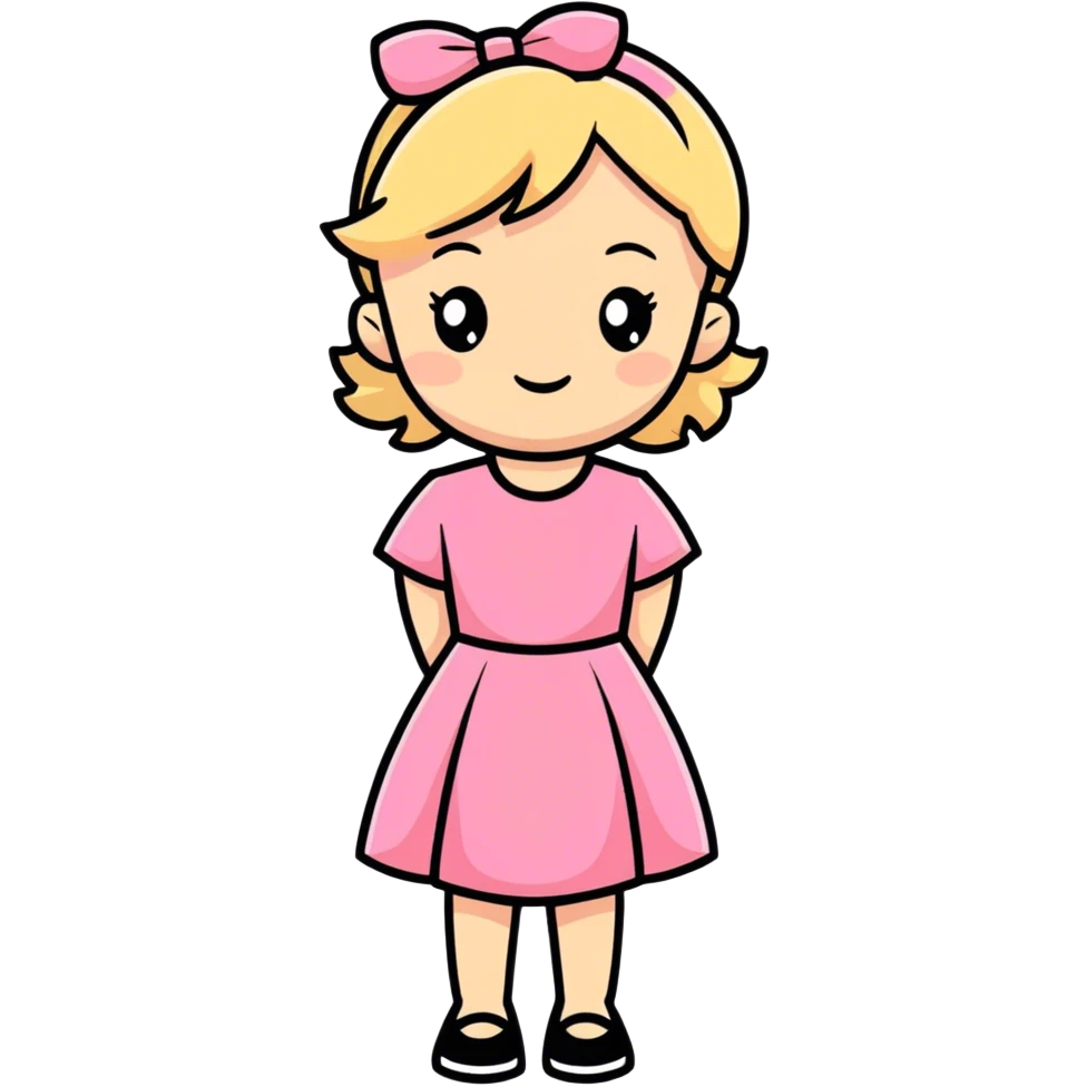A pretty girl with blonde hair and pink dress,  emoji