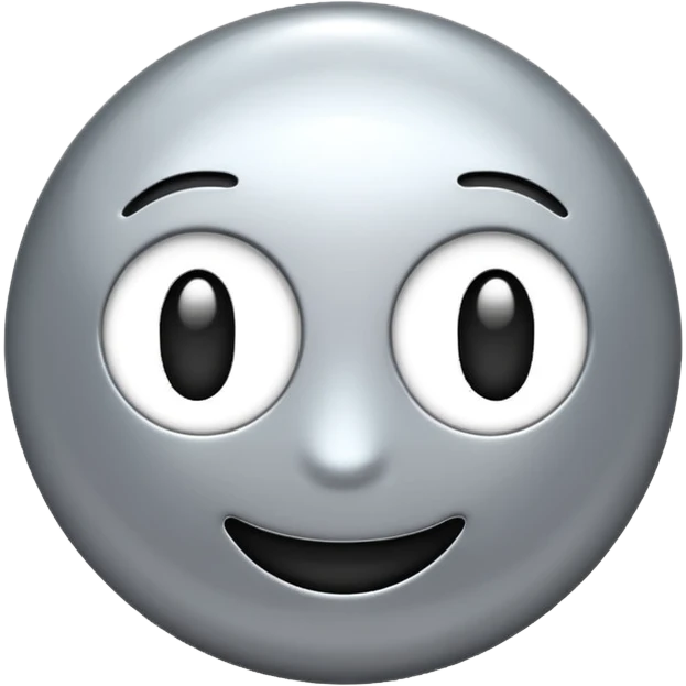 Silver chrome sparkle emoji, iOS emoji style, minimal shape, glossy metallic shine, clean background, smooth lighting emoji