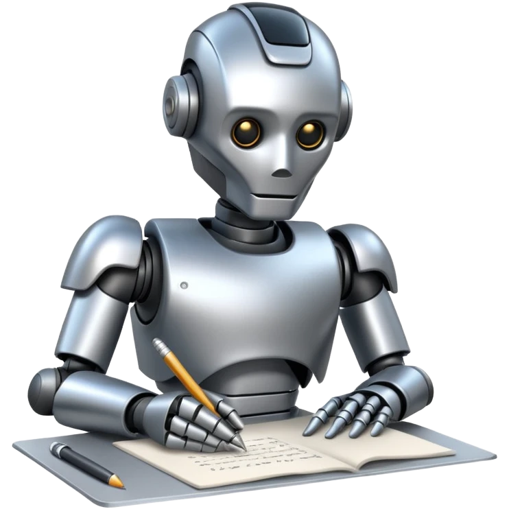 A robot writes text on paper emoji