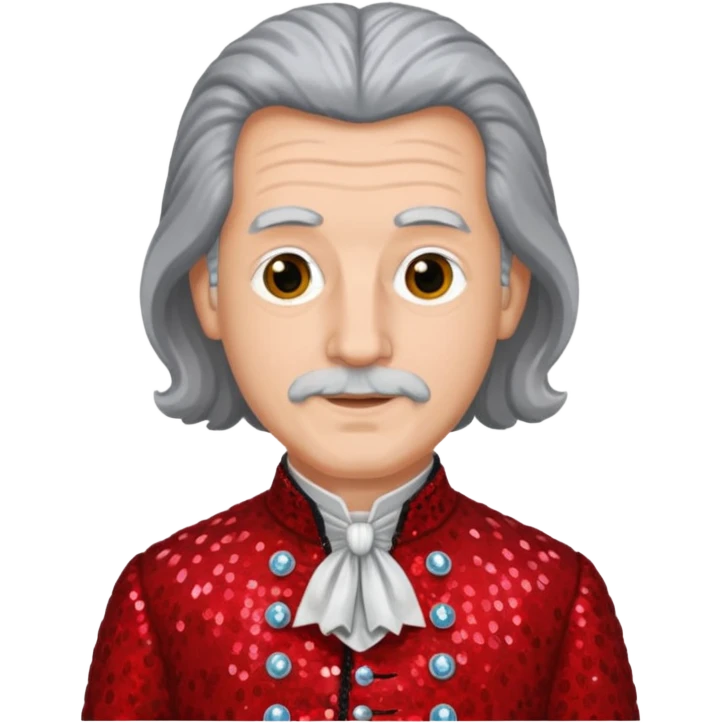 Johann Konrad Dippel (1673-1734) with gray hair, red sequin outfit emoji