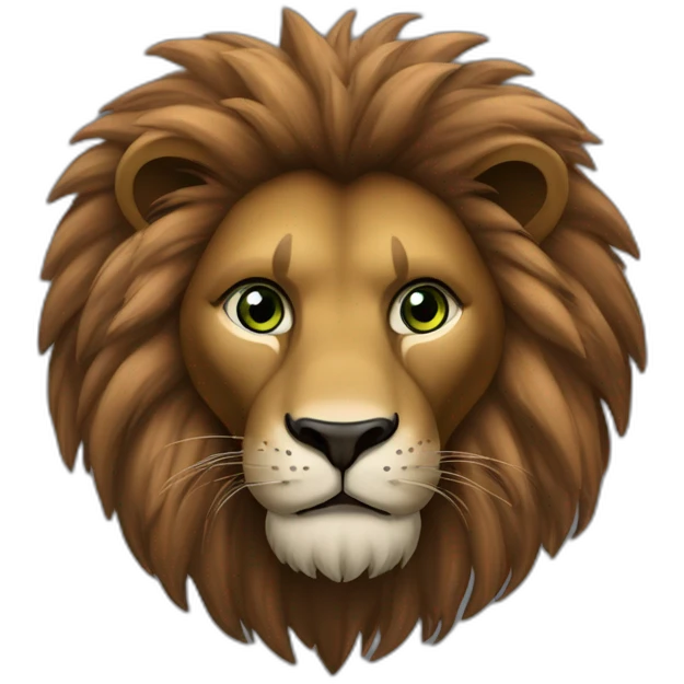 Lion crinière noire fourrure marron yeux verts   emoji