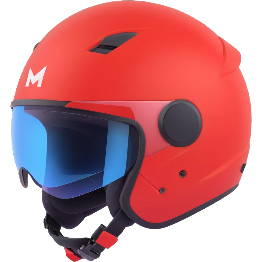 modern snowmobile helmet, red color, sleek and modern design emoji