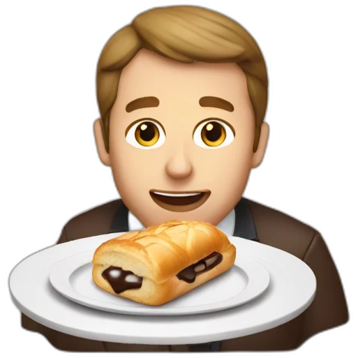 macron eating pan au chocolate emoji