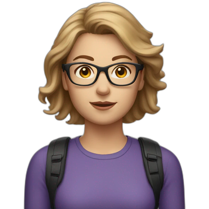30 year old white woman short light brown hair with a bike helmet on her heard and glasses emoji