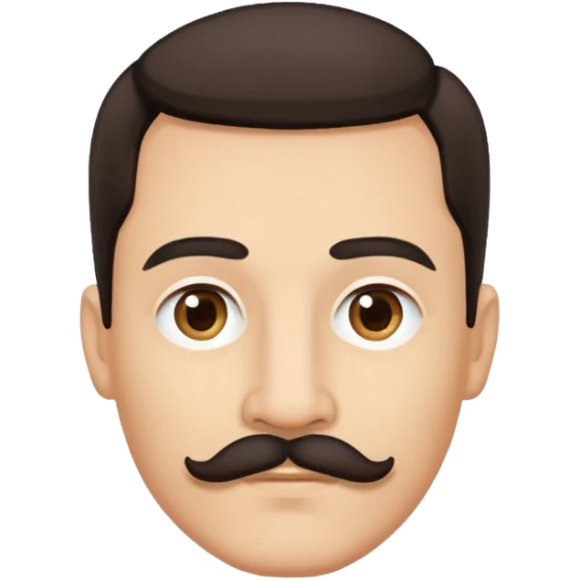 close-up of man face only with mustache, medium eyes, medium light skin tone, dark hair, no neck visible, just the face emoji