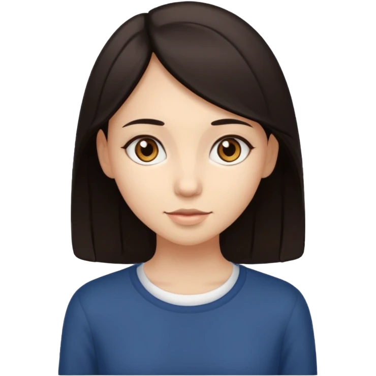 Make an emoji of a slender, full-length girl with dark hair and brown eyes emoji