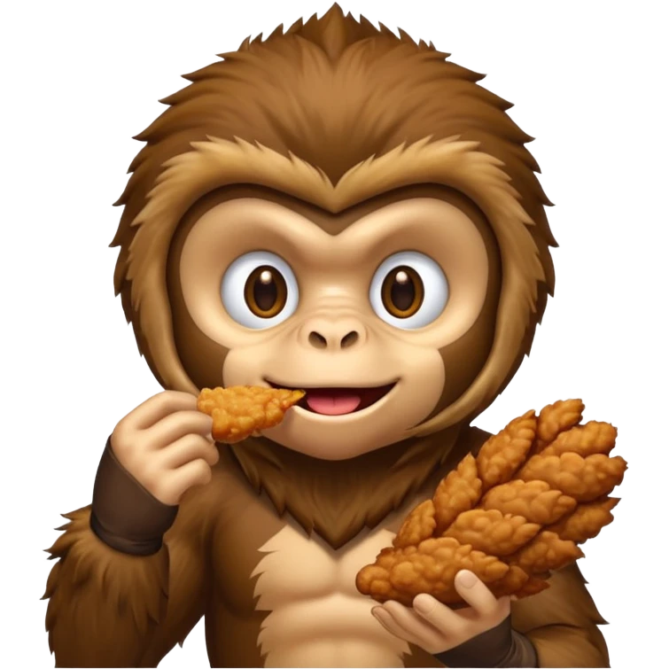 Ninja monkey sitting  eating fried chicken 4 piece  emoji