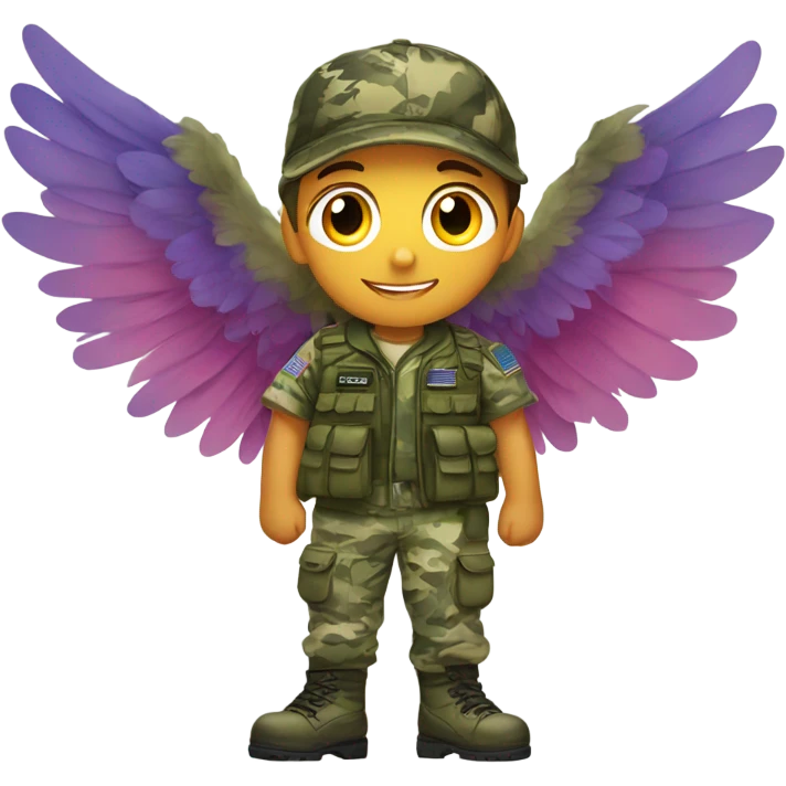 military boy in camouflage uniform with wings  emoji