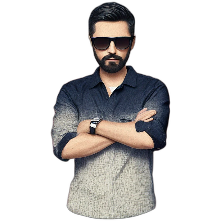 cool guy with black shirt emoji